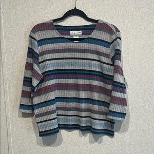 Alfred Dunner Striped Knit Sweater